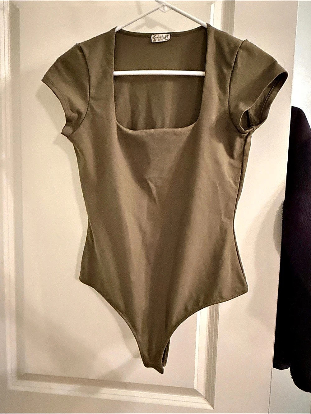 Free People Fair and Square Neck Duo Bodysuit Olive Green